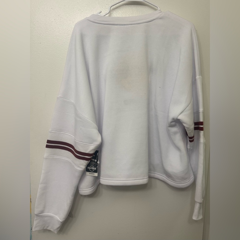 NWT Hard Rock Cafe Chicago Women's Fleece Chenille Chain Stitch Crop Crew - Picture 2 of 4